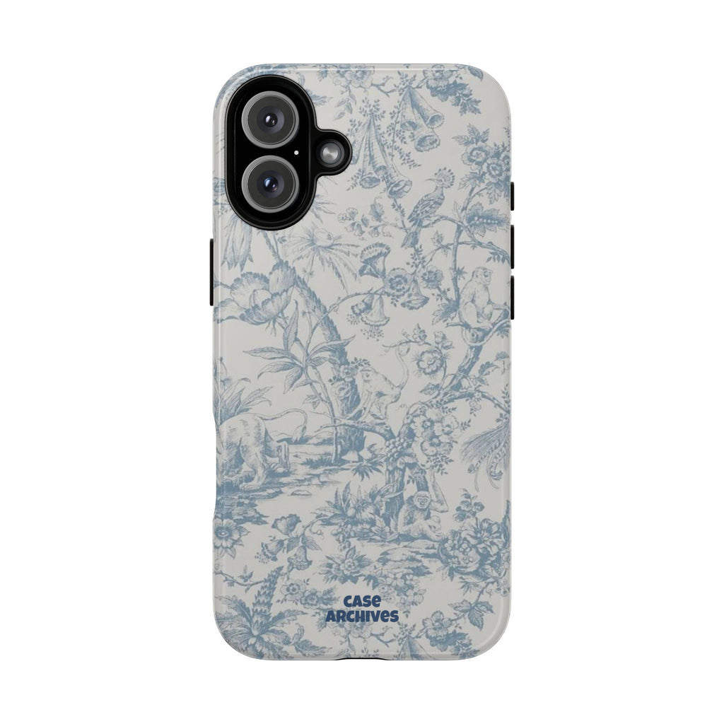 Toile Floral Tough Phone Case — Blue Vintage Botanical iPhone Protection