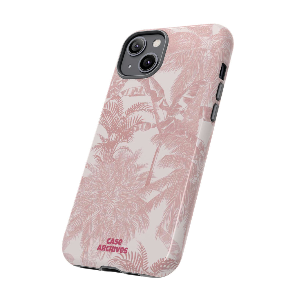 Pink Tropical Palm Tough Phone Case — Protective Floral iPhone Cover