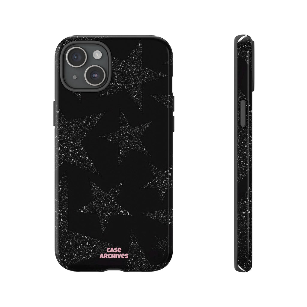 Glitter Star Tough Case — Black Sparkle Phone Protection