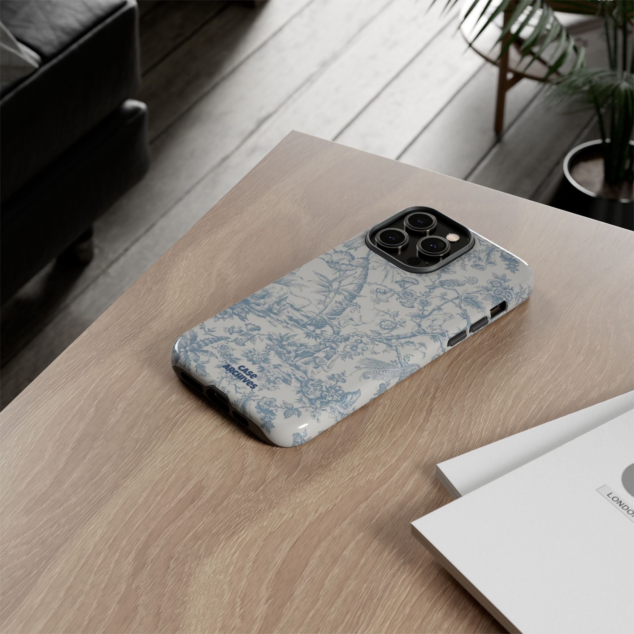 Toile Floral Tough Phone Case — Blue Vintage Botanical iPhone Protection