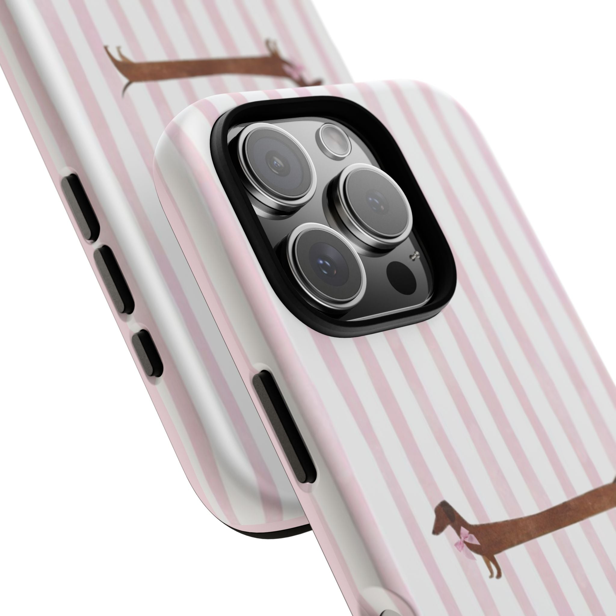 Dachshund Stripe Phone Case — Cute Pink Wiener Dog Protective Case