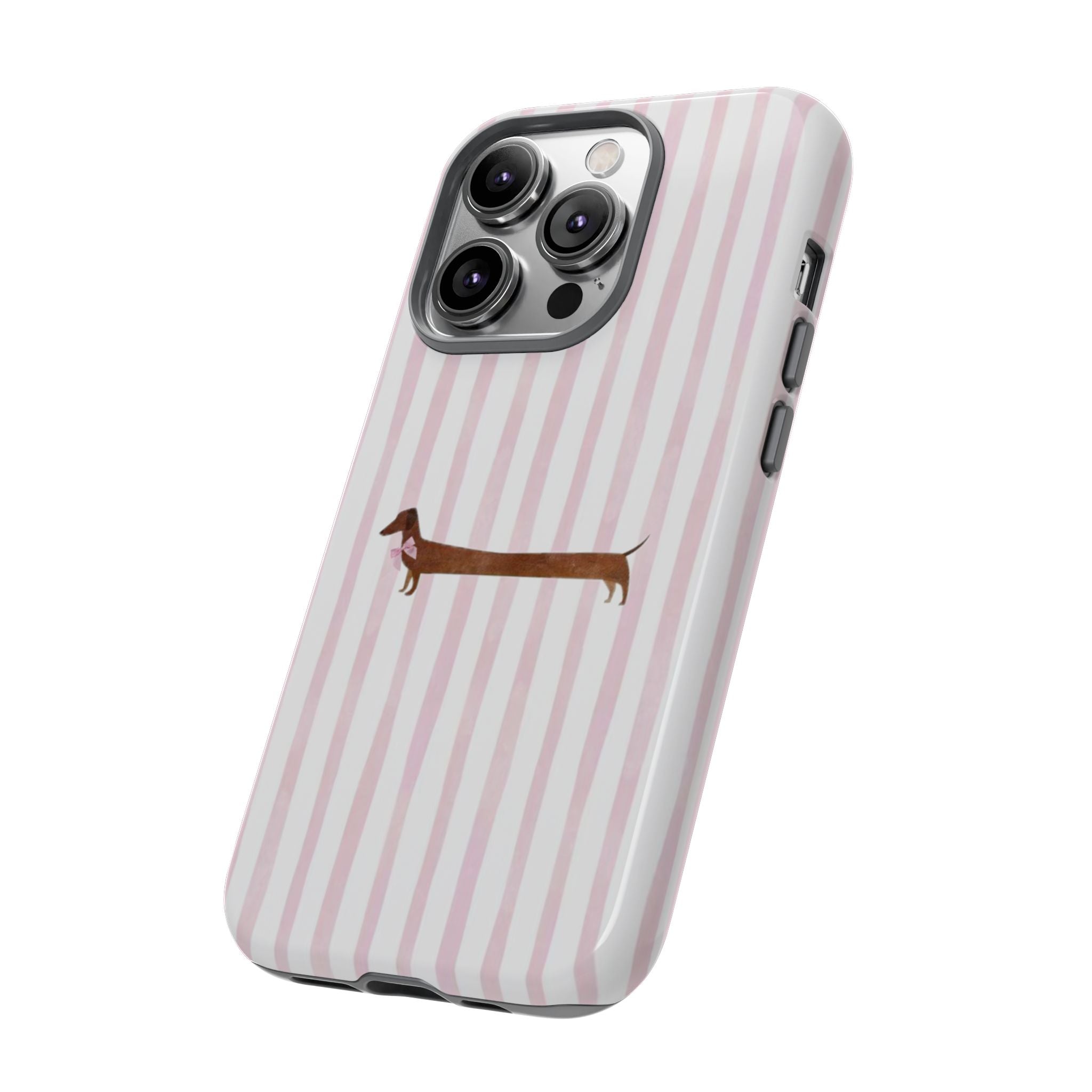 Dachshund Stripe Phone Case — Cute Pink Wiener Dog Protective Case