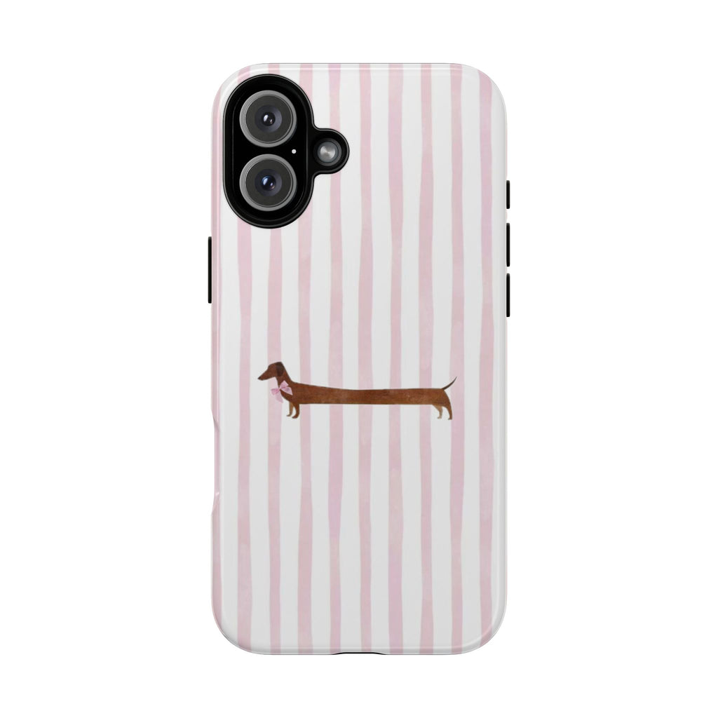 Dachshund Stripe Phone Case — Cute Pink Wiener Dog Protective Case