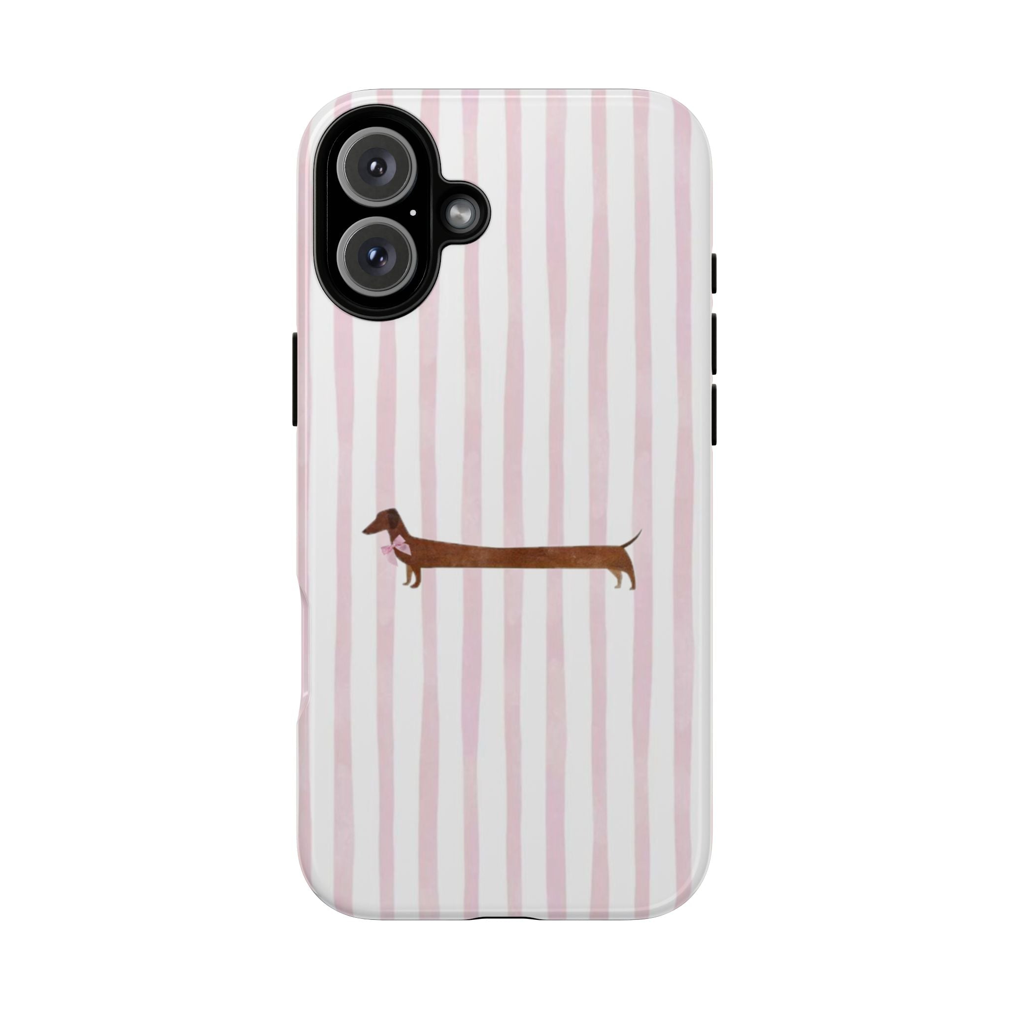 Dachshund Stripe Phone Case — Cute Pink Wiener Dog Protective Case