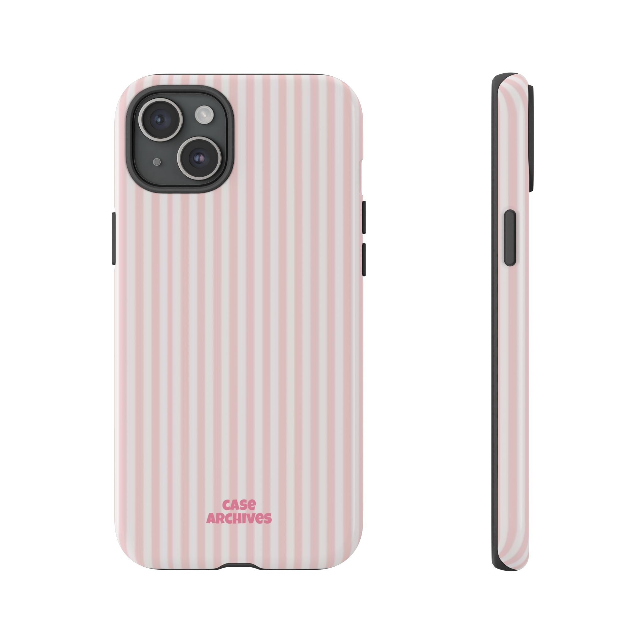 Pink Pastel Stripe Tough Phone Case — Protective iPhone Cover
