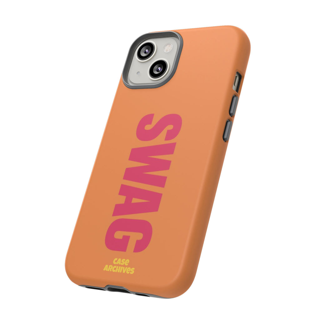 SWAG vertical text Tough Case | orange phone case, bold typography