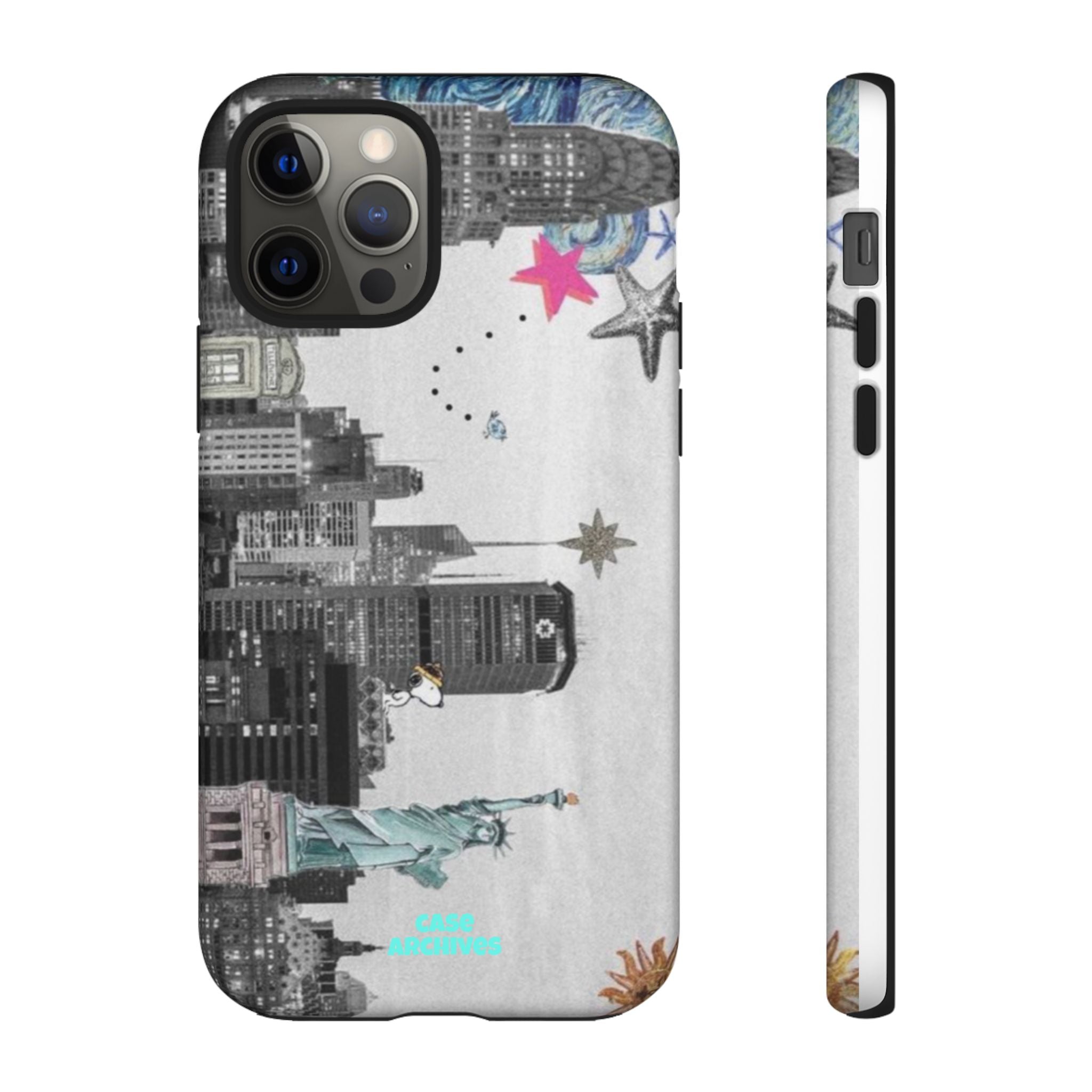 City Skyline Tough Phone Case – Statue of Liberty Urban Art Protective Cover