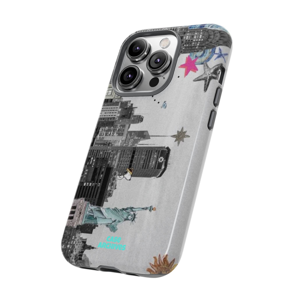 City Skyline Tough Phone Case – Statue of Liberty Urban Art Protective Cover