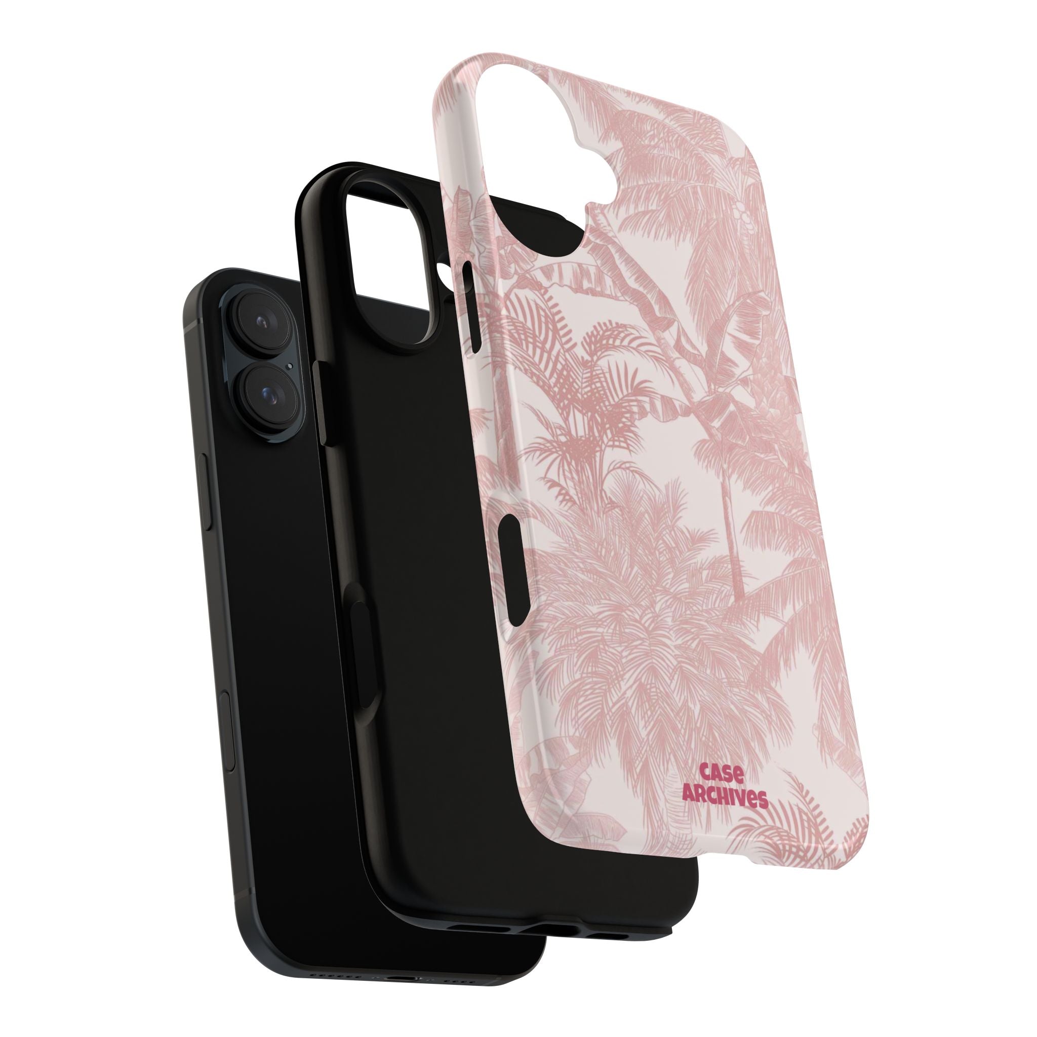 Pink Tropical Palm Tough Phone Case — Protective Floral iPhone Cover