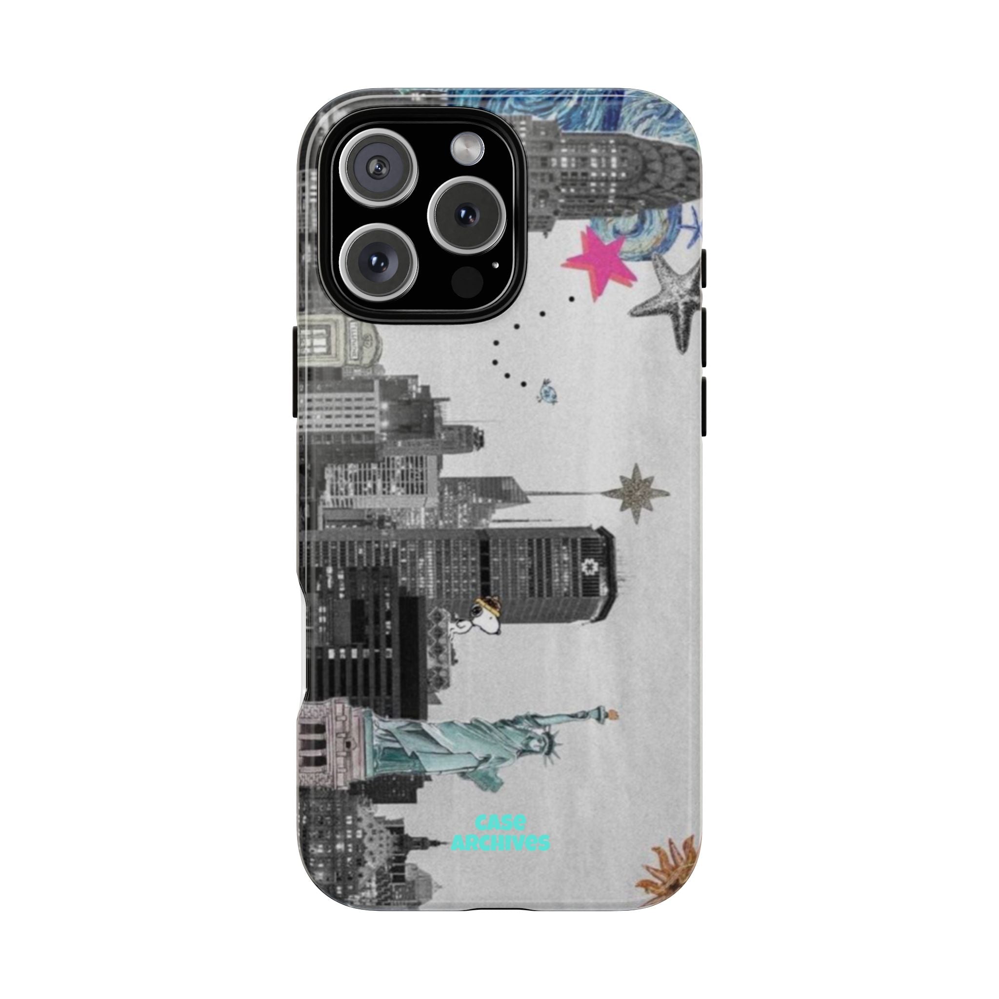 City Skyline Tough Phone Case – Statue of Liberty Urban Art Protective Cover