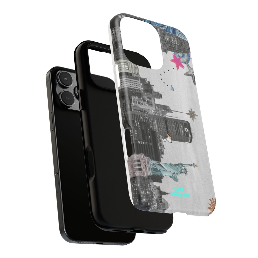 City Skyline Tough Phone Case – Statue of Liberty Urban Art Protective Cover
