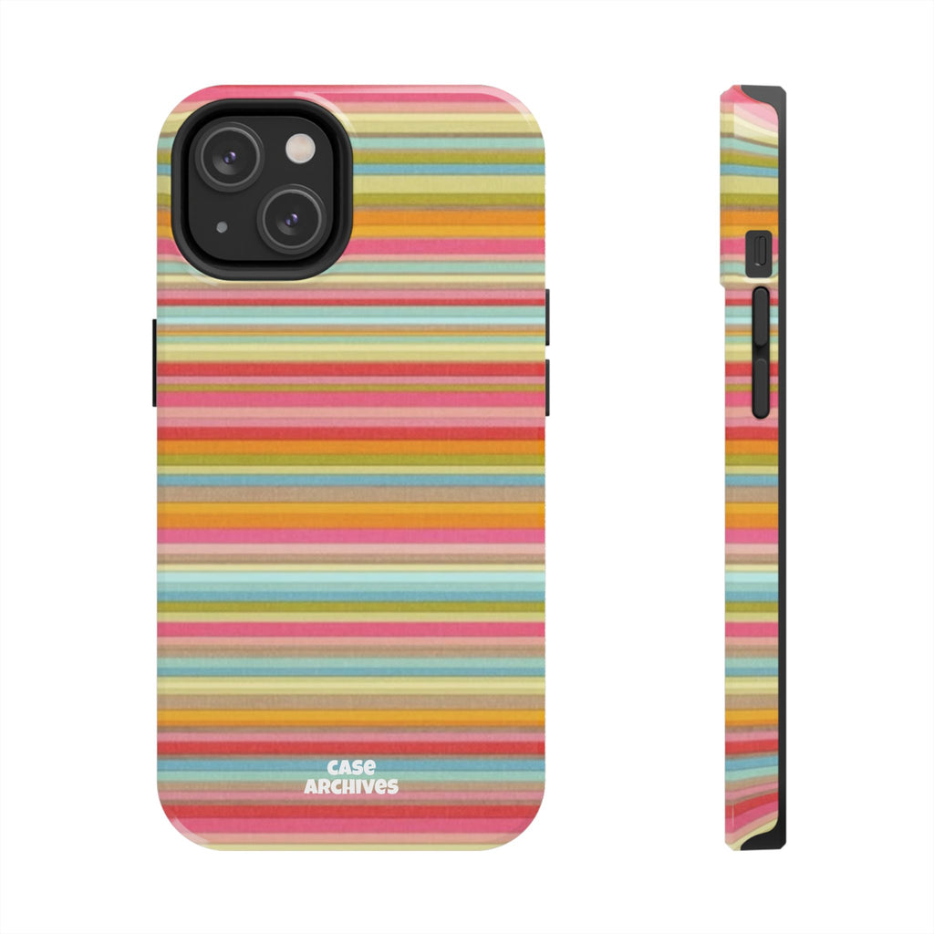Tough Phone Case — Colorful Retro Striped Protective Cover