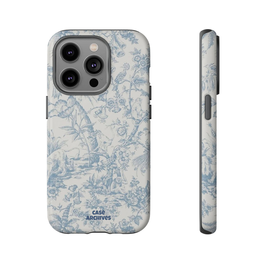 Toile Floral Tough Phone Case — Blue Vintage Botanical iPhone Protection