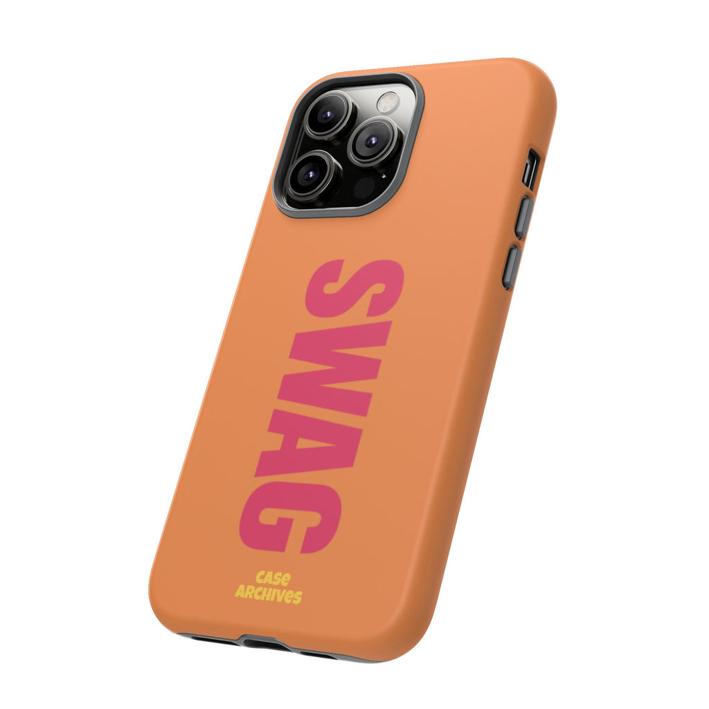 SWAG vertical text Tough Case | orange phone case, bold typography