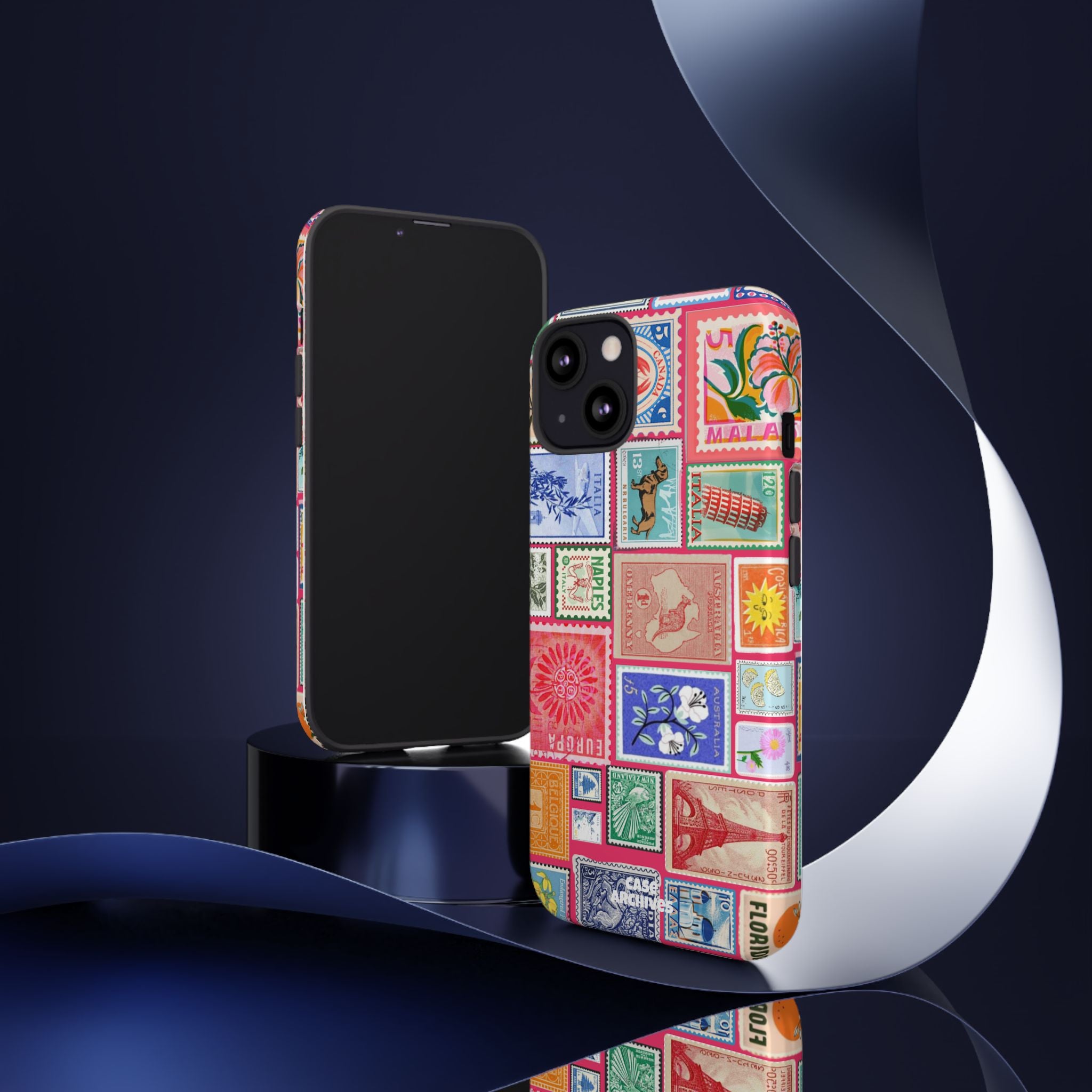 Vintage Stamp Collage Phone Case — Colorful Retro Postage Design