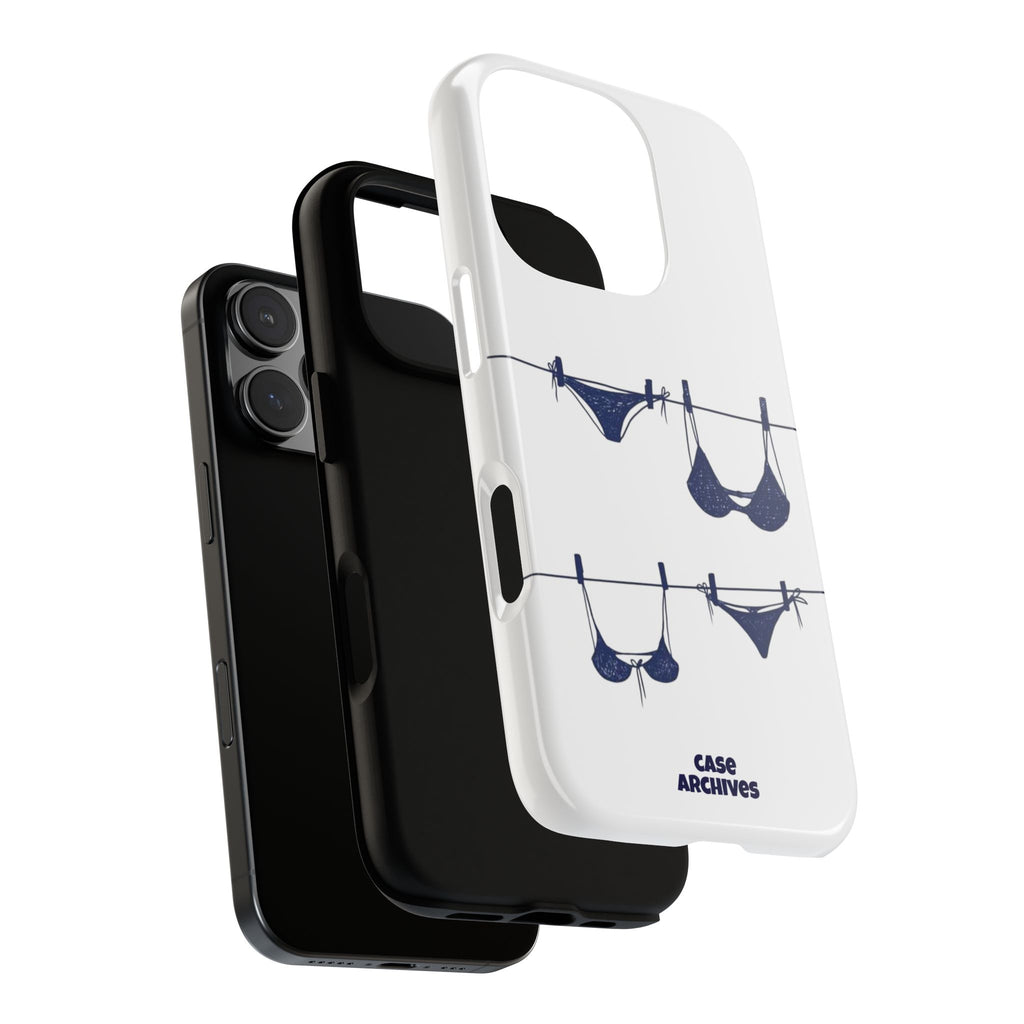 Phone Case — Blue swimsuit Clothesline Illustration Protective Cover