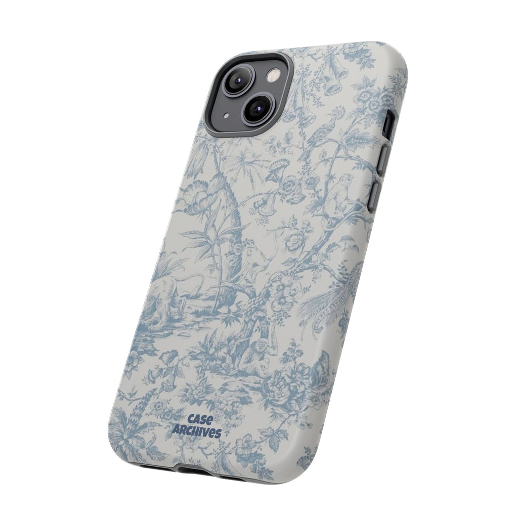 Toile Floral Tough Phone Case — Blue Vintage Botanical iPhone Protection