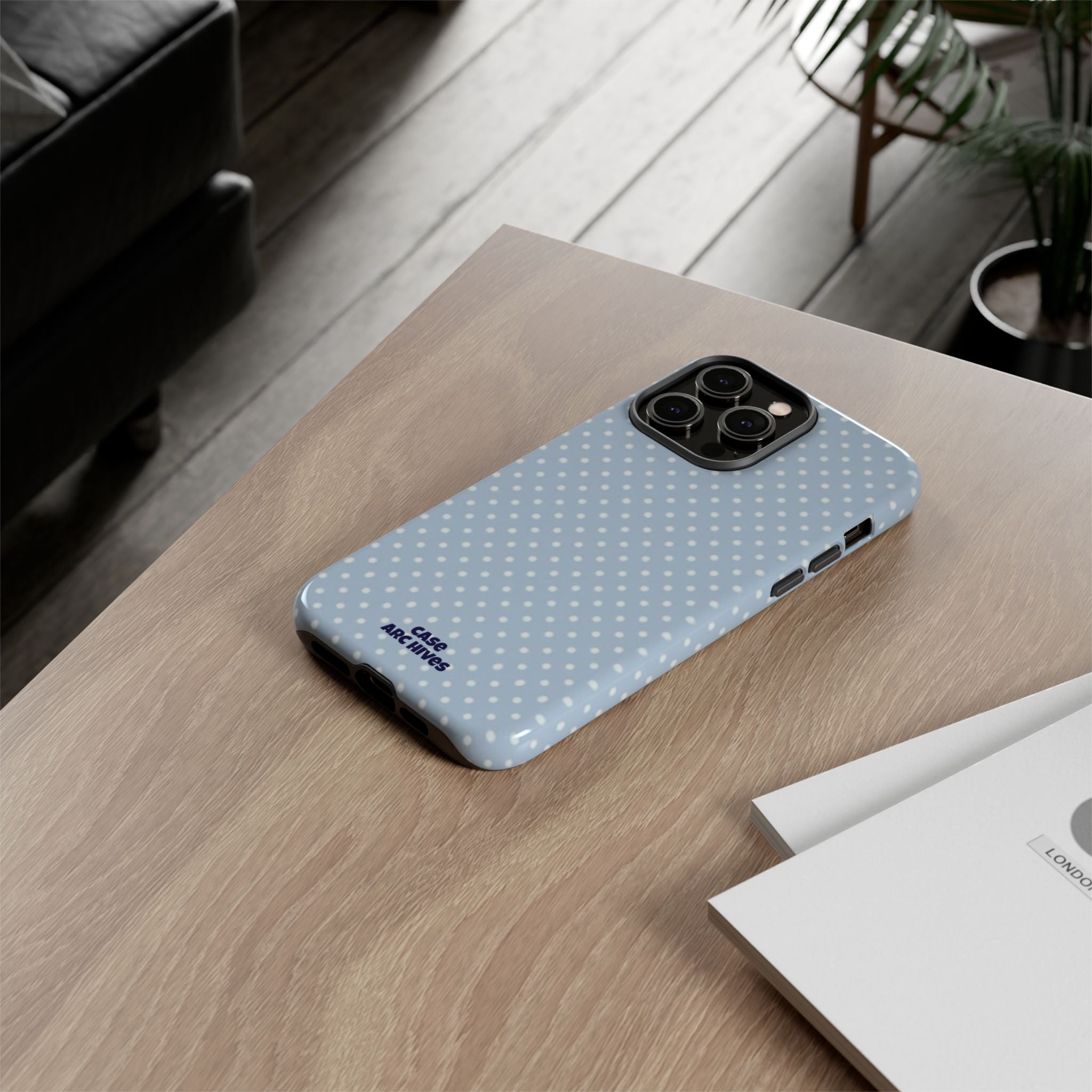 Pastel Blue Polka Dot Tough Phone Case — Protective iPhone Cover