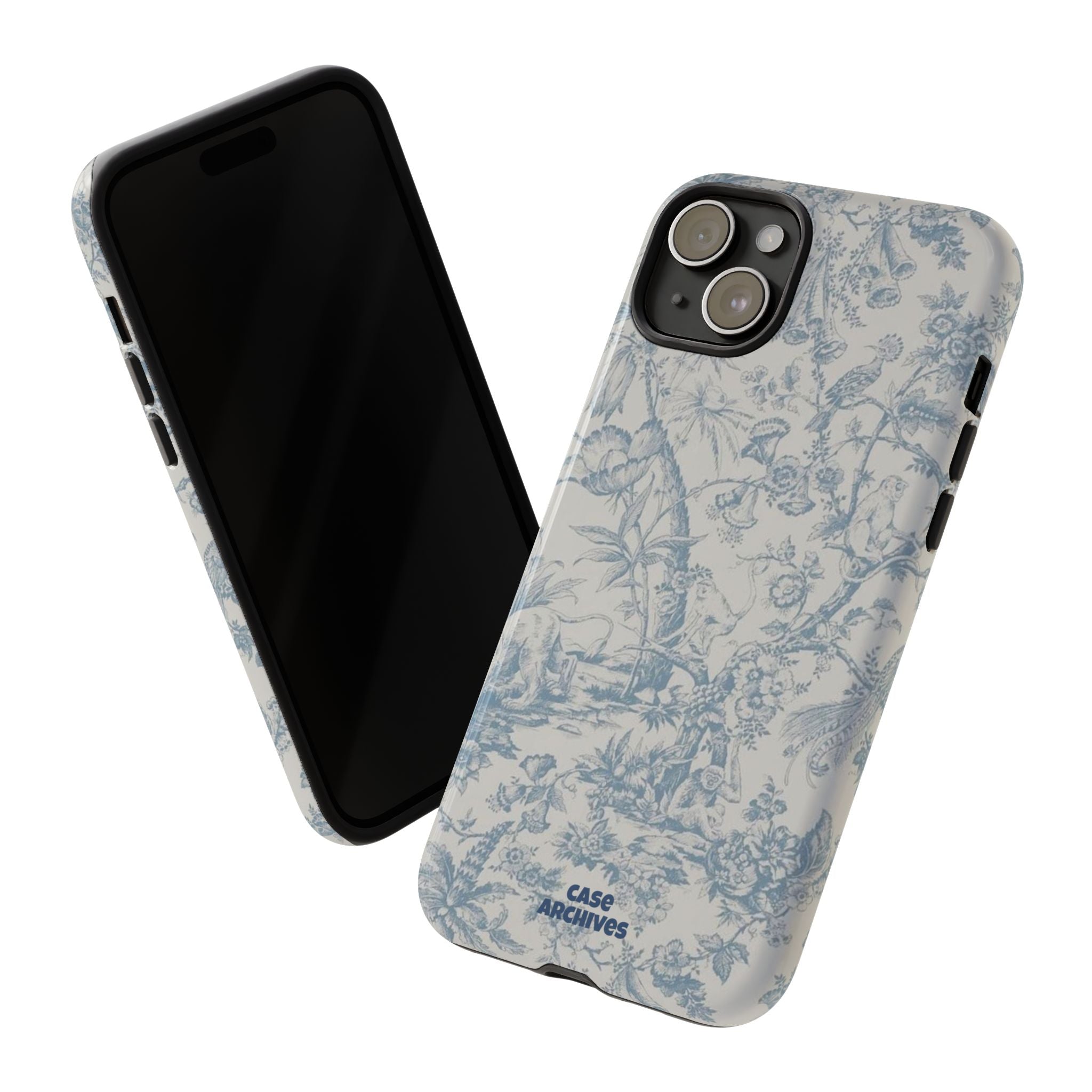 Toile Floral Tough Phone Case — Blue Vintage Botanical iPhone Protection