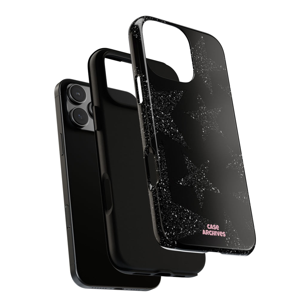Glitter Star Tough Case — Black Sparkle Phone Protection