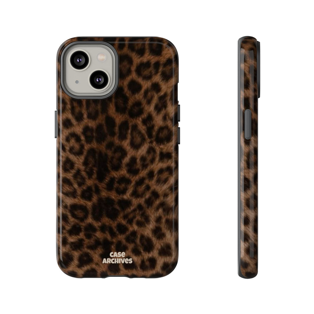 Leopard Print Phone Case — Protective Tough Case with Brown Animal Print
