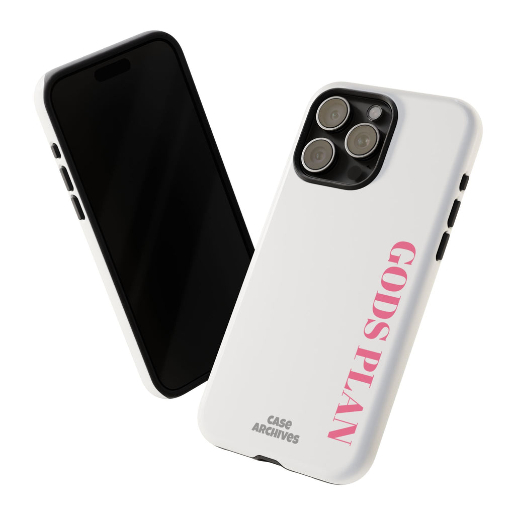 Phone Case — GODS PLAN Vertical Pink Text Religious iPhone Cover