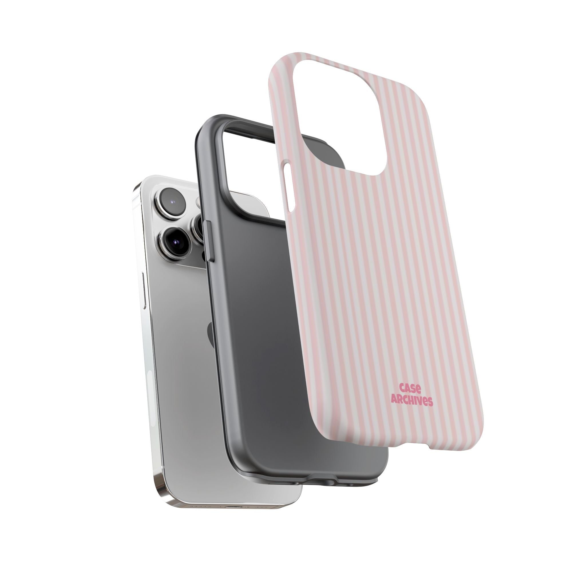 Pink Pastel Stripe Tough Phone Case — Protective iPhone Cover