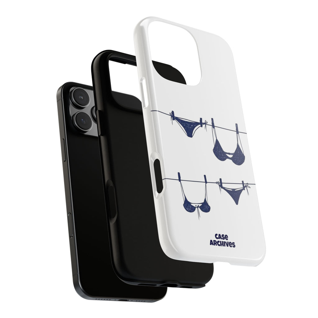 Phone Case — Blue swimsuit Clothesline Illustration Protective Cover
