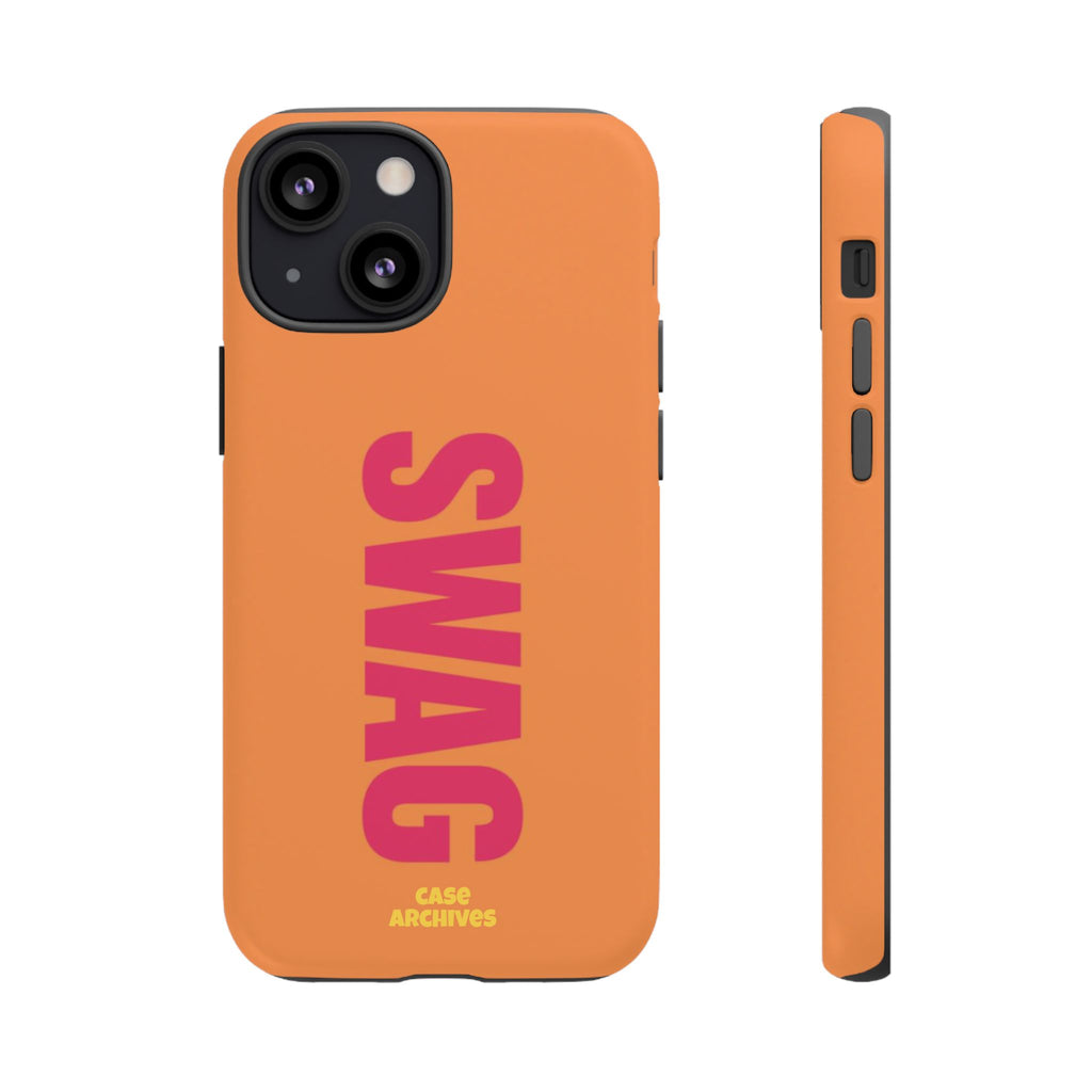 SWAG vertical text Tough Case | orange phone case, bold typography