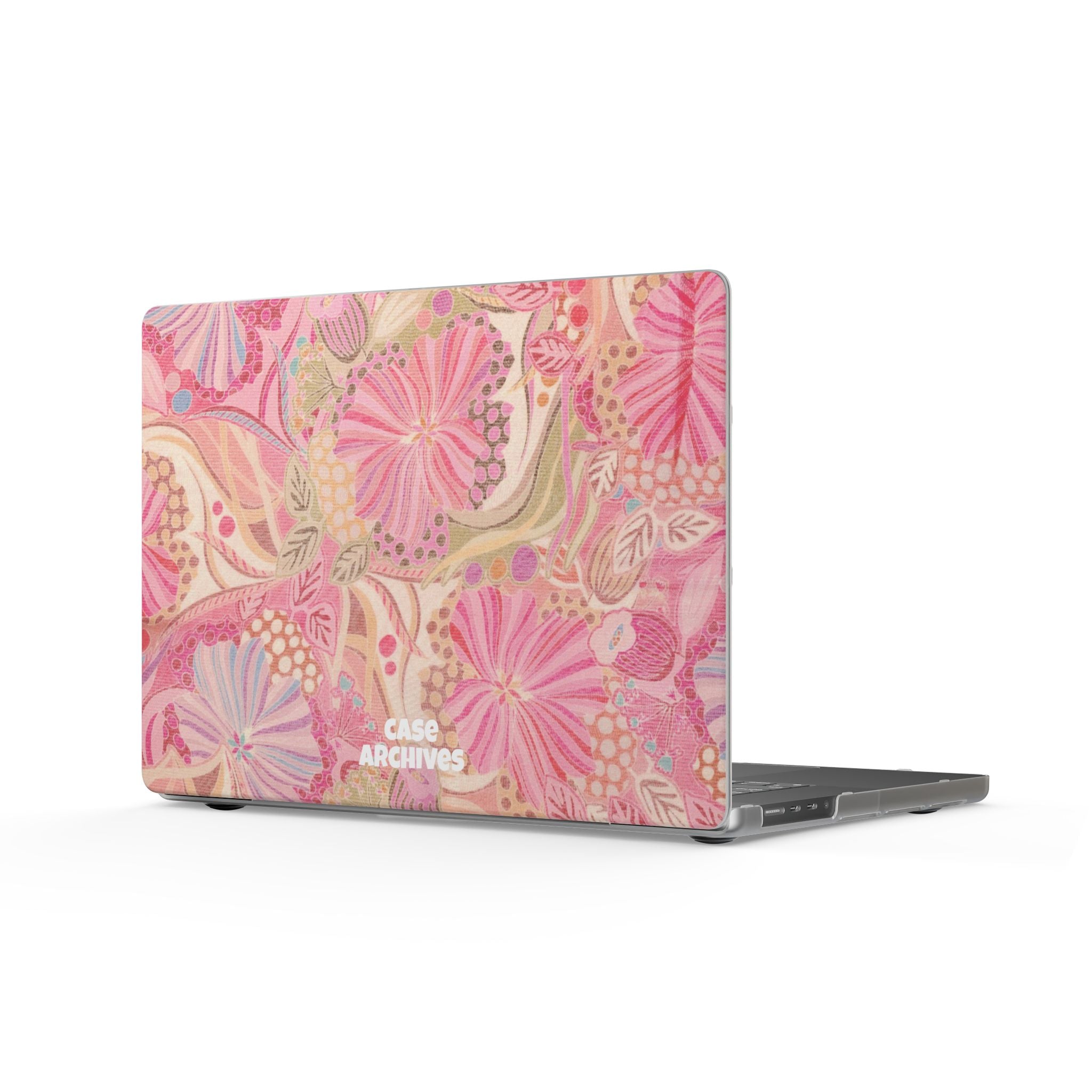 Floral Pink Matte MacBook Case — Vintage Botanical Laptop Cover