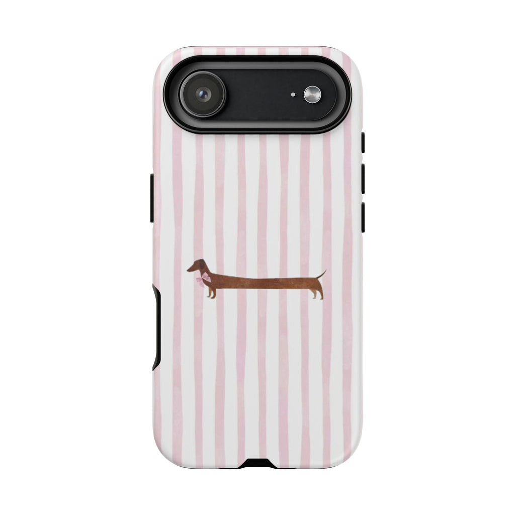 Dachshund Stripe Phone Case — Cute Pink Wiener Dog Protective Case