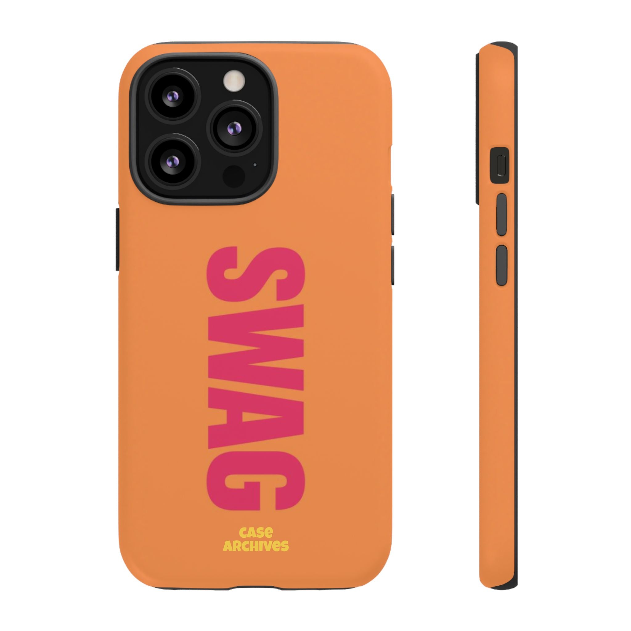 SWAG vertical text Tough Case | orange phone case, bold typography