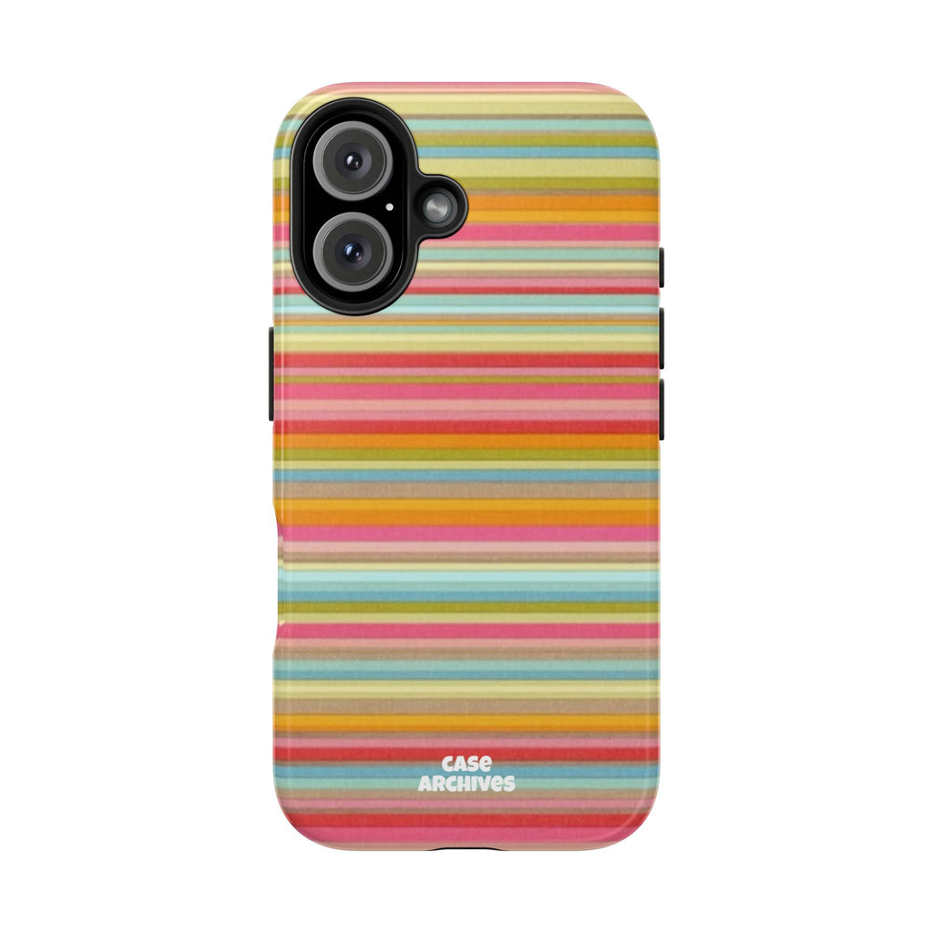 Tough Phone Case — Colorful Retro Striped Protective Cover