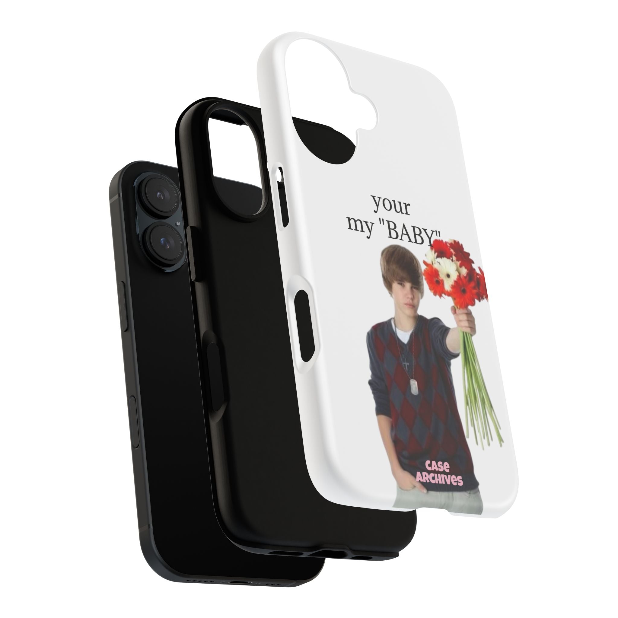 “your my 'BABY'” Justin Retro Photo Floral Design