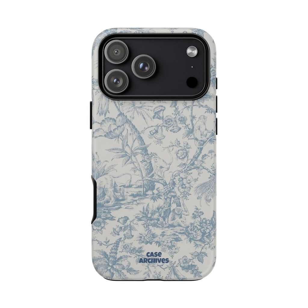 Toile Floral Tough Phone Case — Blue Vintage Botanical iPhone Protection
