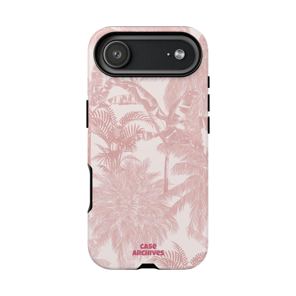 Pink Tropical Palm Tough Phone Case — Protective Floral iPhone Cover