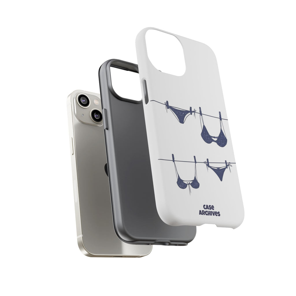 Phone Case — Blue swimsuit Clothesline Illustration Protective Cover