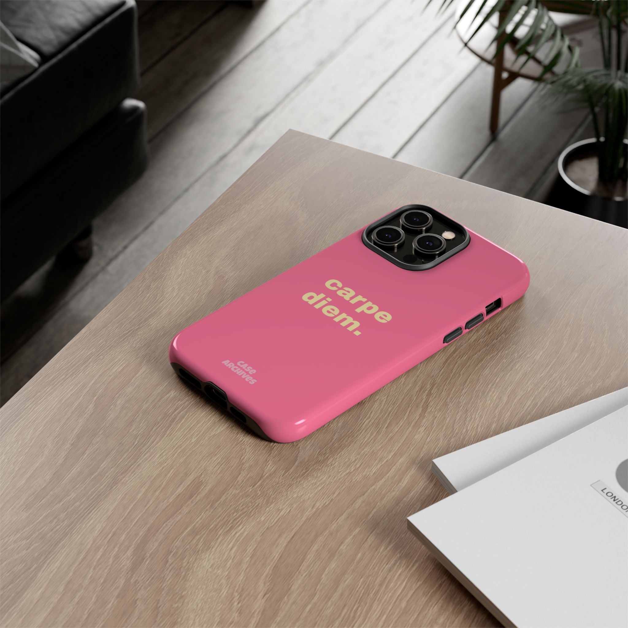 Pink "carpe diem." Tough Phone Case — Motivational Slim Protective Case