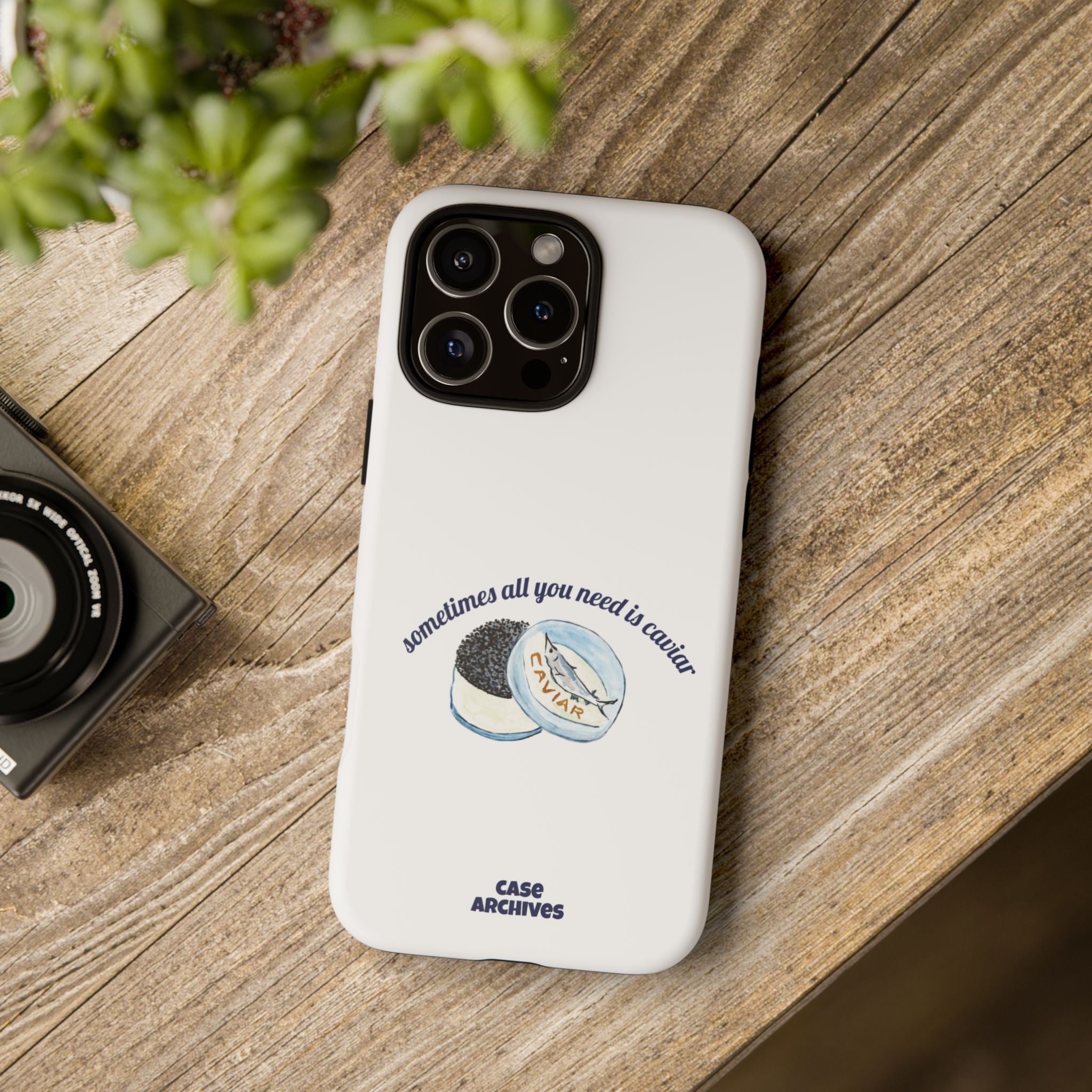 Caviar Illustration Phone Case — "sometimes all you need is caviar" Protective Hard Case