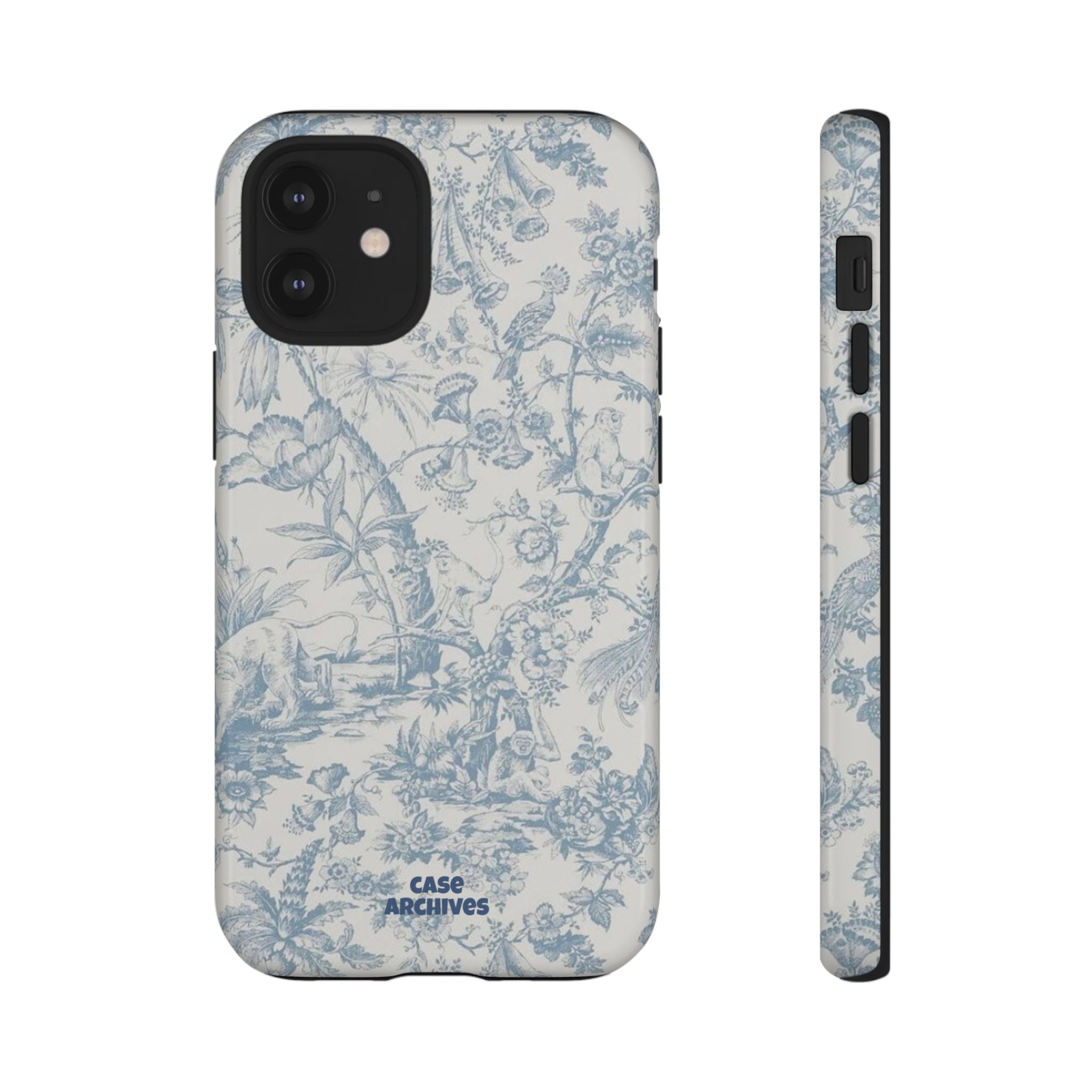 Toile Floral Tough Phone Case — Blue Vintage Botanical iPhone Protection