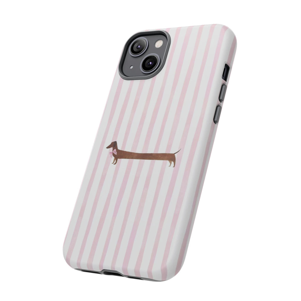 Dachshund Stripe Phone Case — Cute Pink Wiener Dog Protective Case