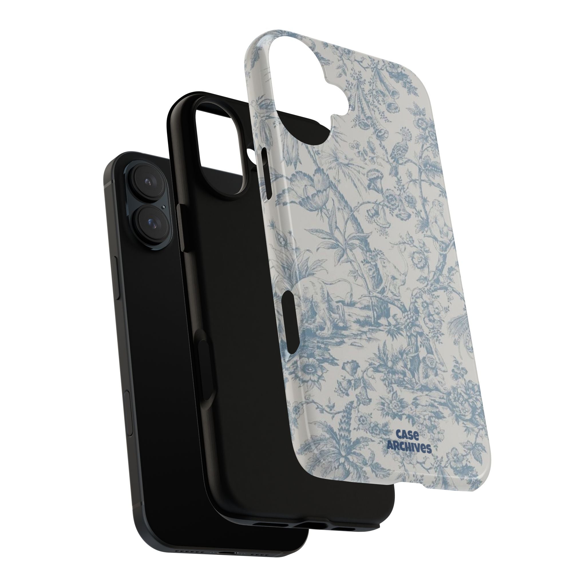 Toile Floral Tough Phone Case — Blue Vintage Botanical iPhone Protection
