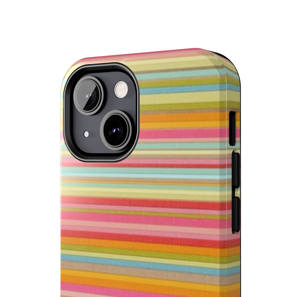 Tough Phone Case — Colorful Retro Striped Protective Cover