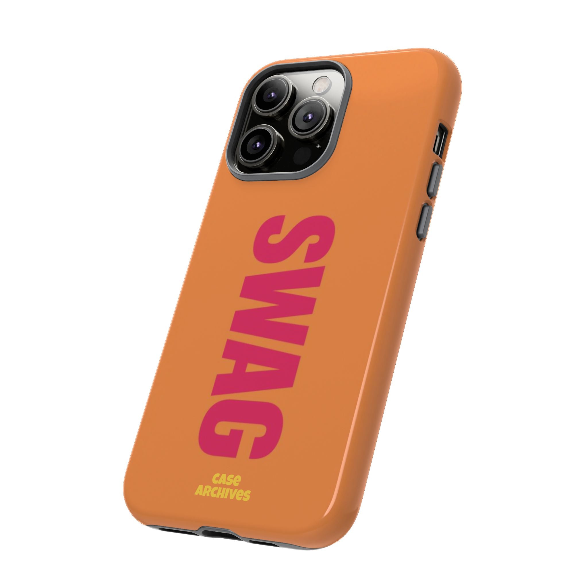 SWAG vertical text Tough Case | orange phone case, bold typography