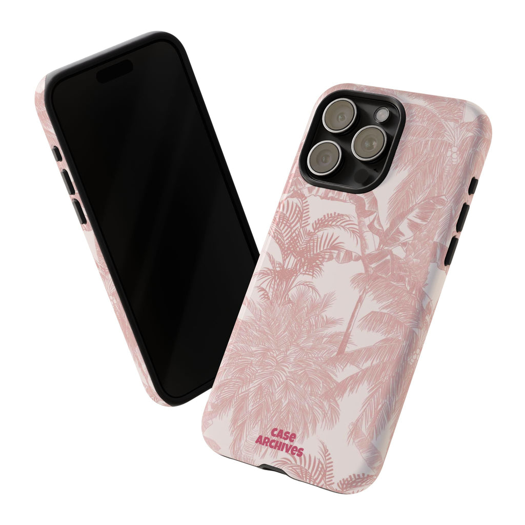 Pink Tropical Palm Tough Phone Case — Protective Floral iPhone Cover