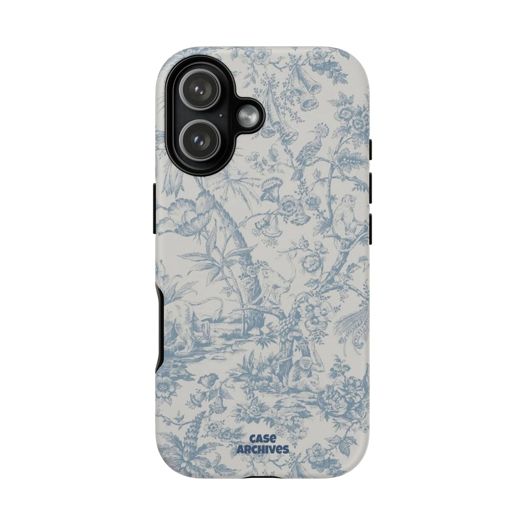 Toile Floral Tough Phone Case — Blue Vintage Botanical iPhone Protection