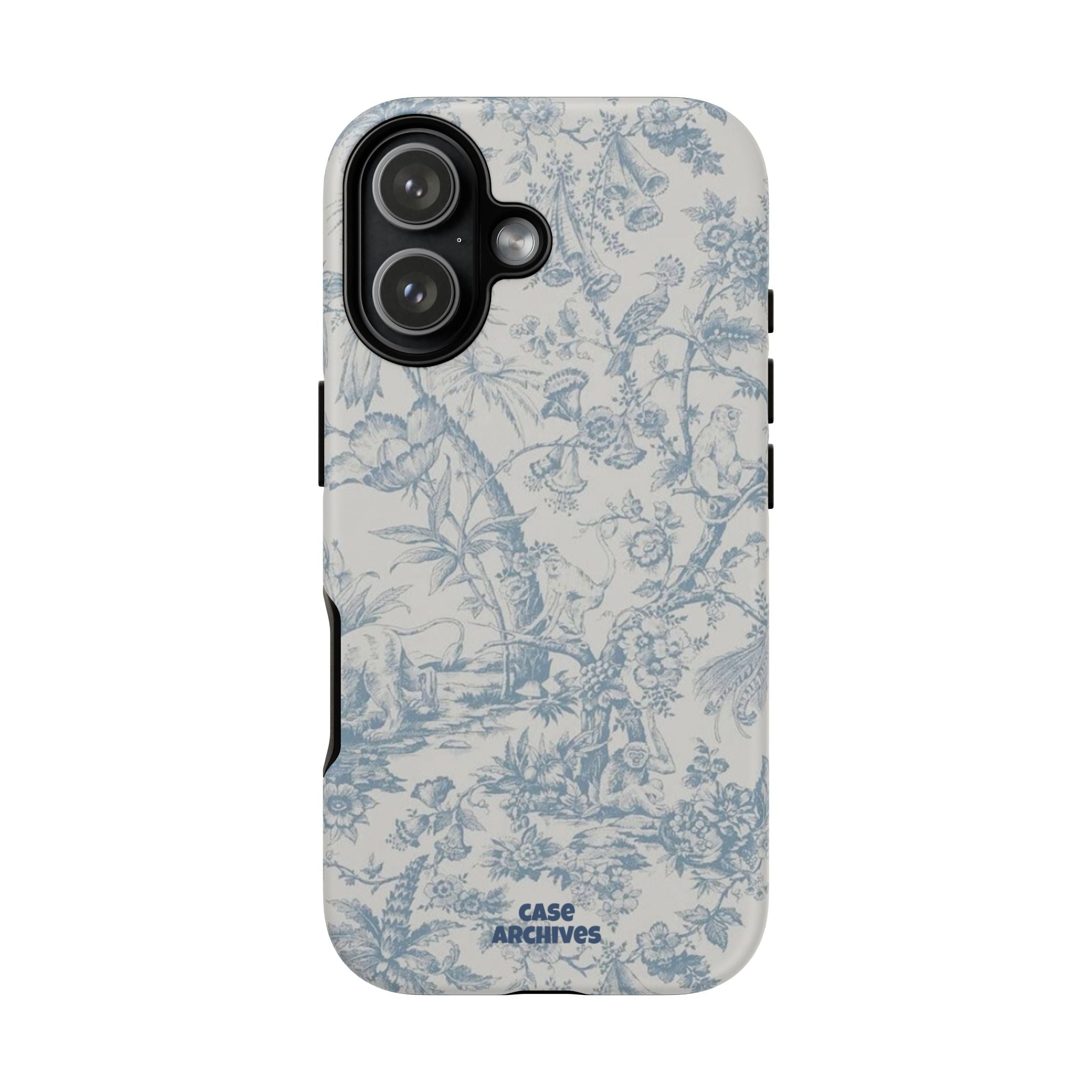Toile Floral Tough Phone Case — Blue Vintage Botanical iPhone Protection