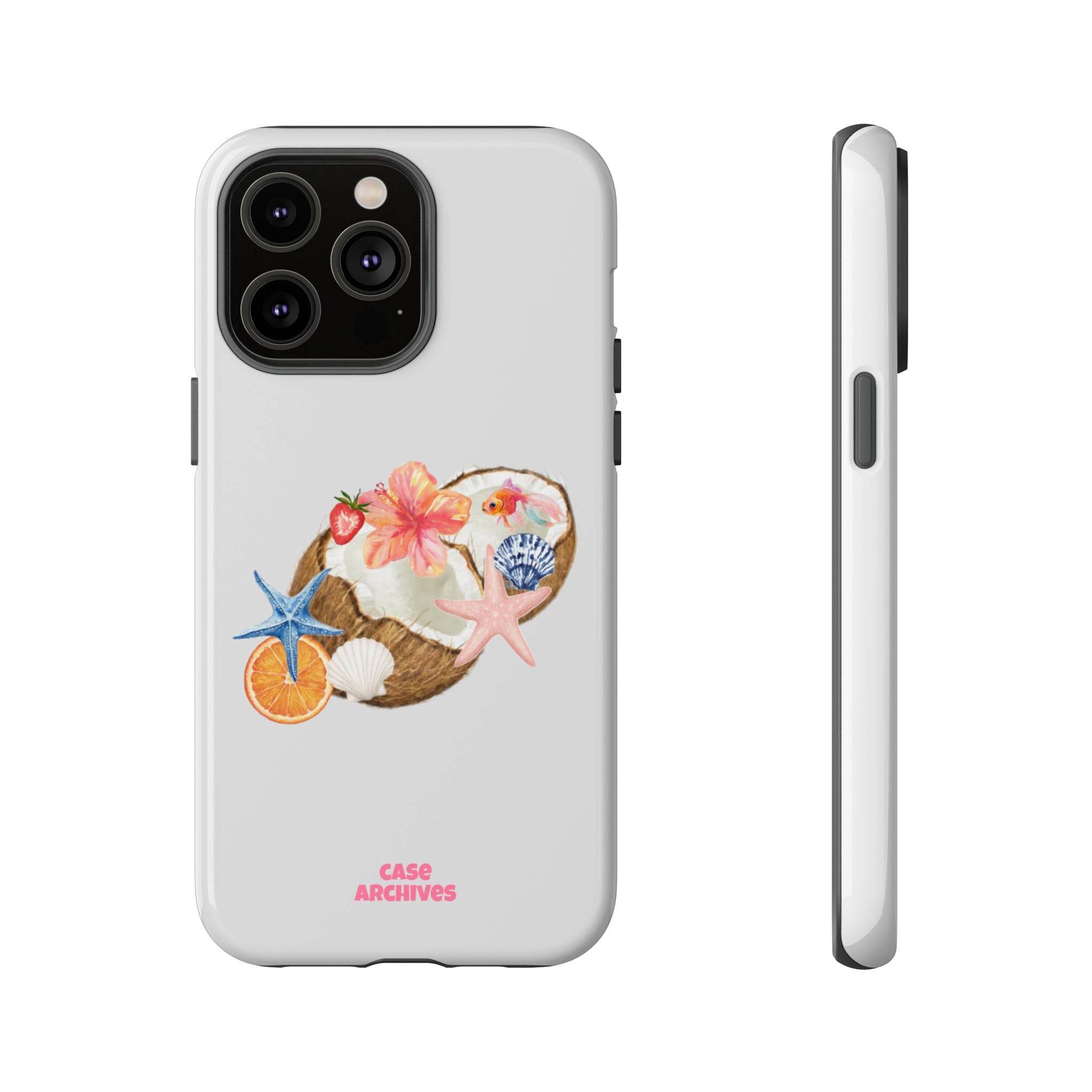 Beach Shells Tough Phone Case — Tropical Starfish & Hibiscus Design