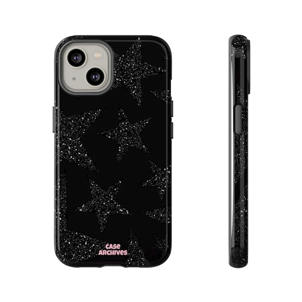 Glitter Star Tough Case — Black Sparkle Phone Protection