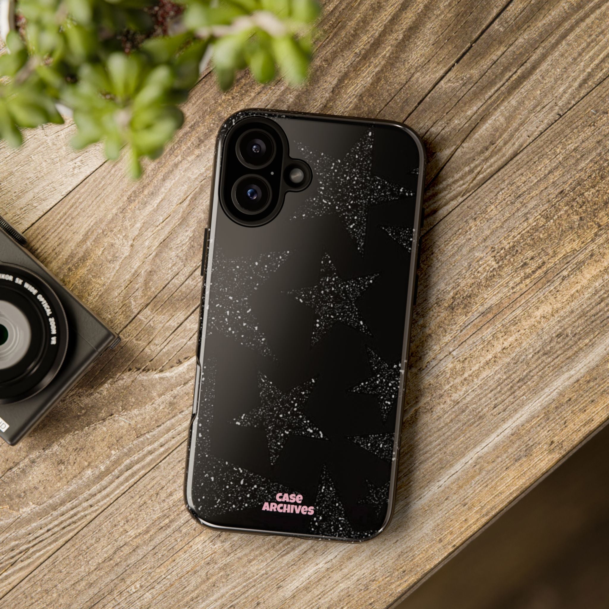 Glitter Star Tough Case — Black Sparkle Phone Protection